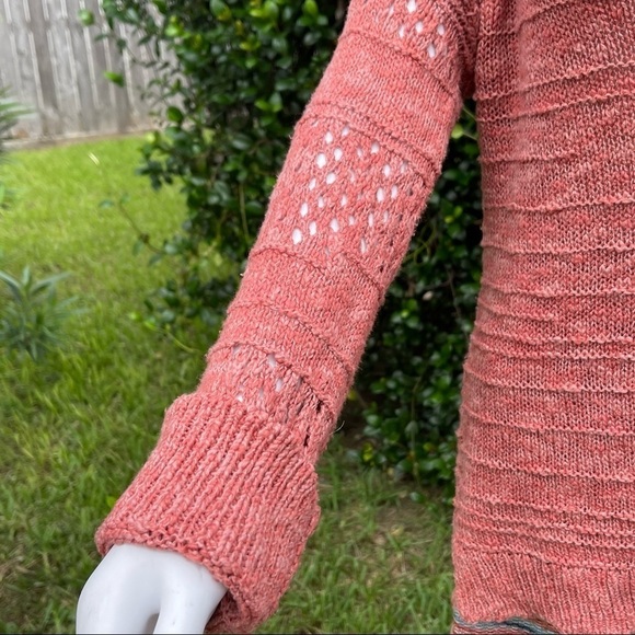 LUCKY Brand Crochet Rust Scoop Neck LongSleeve Layering Swe… - Picture 12 of 14